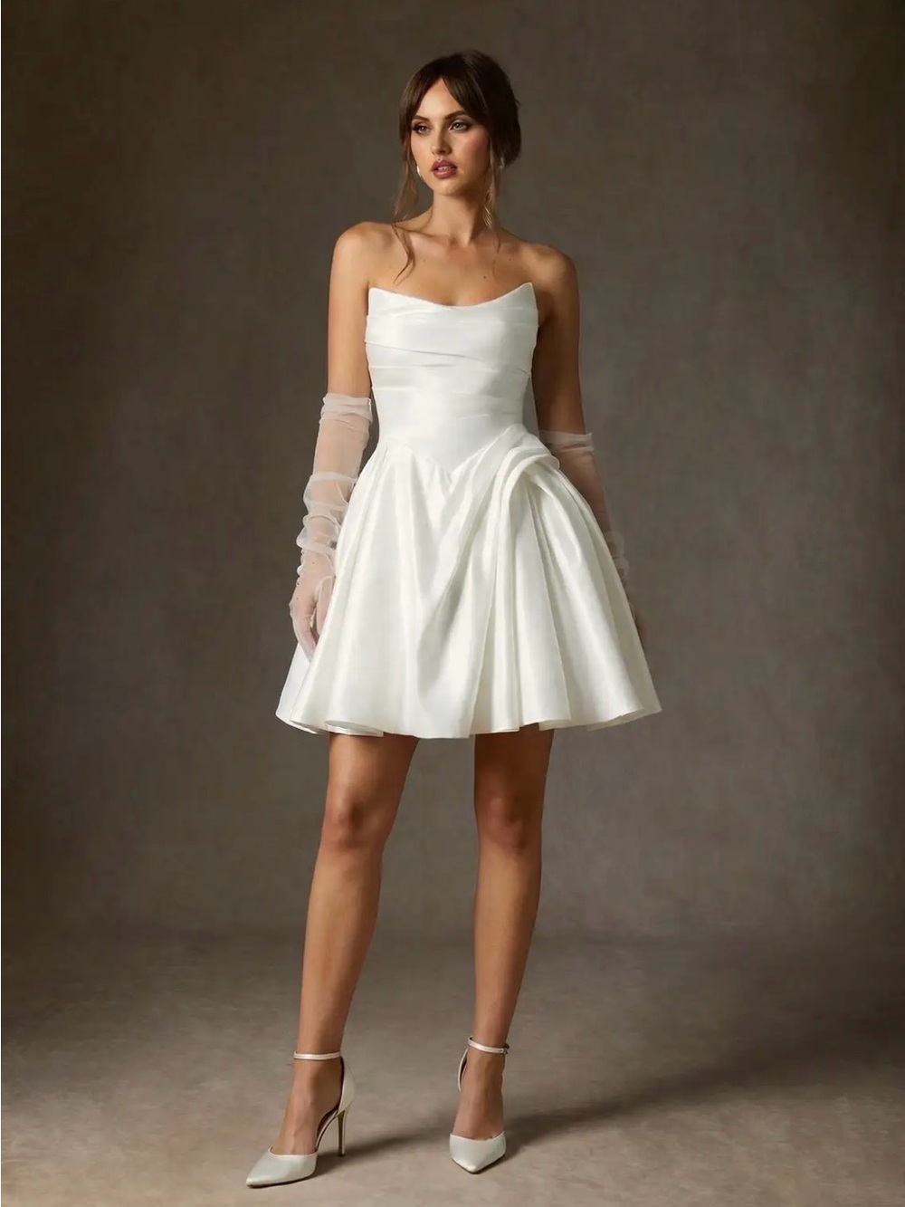 Azazie Granville - White Strapless Mini Dress
